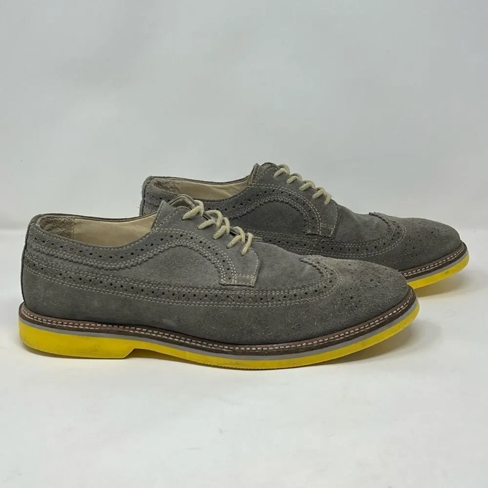 1901 Wingtip Oxford Gray Suede Yellow Sole 10M Leather Brogue Shoes M20411